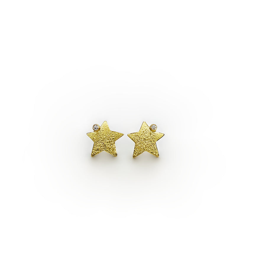 Sternenstaub Ohrstecker Stern, 750-Gold mit Brillant