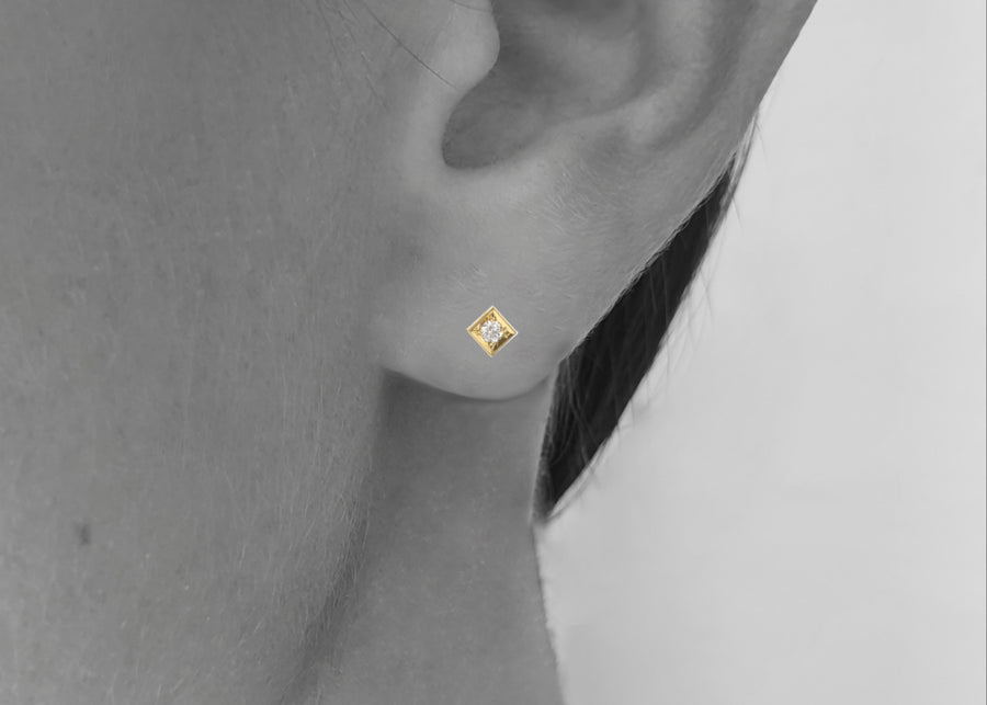 Ohrstecker "Carré" mit Brillant, 750-Gold