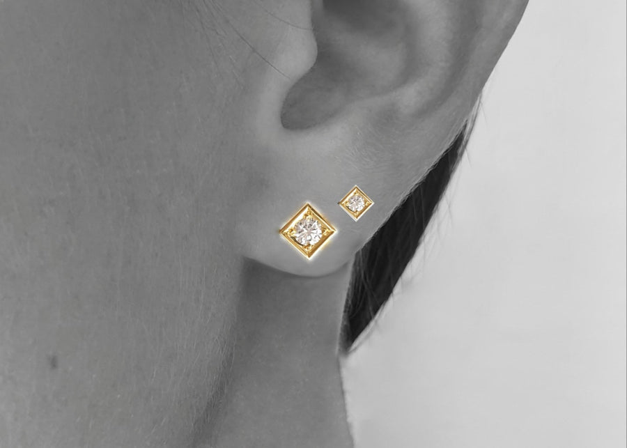 Ohrstecker "Carré" mit Brillant, 750-Gold