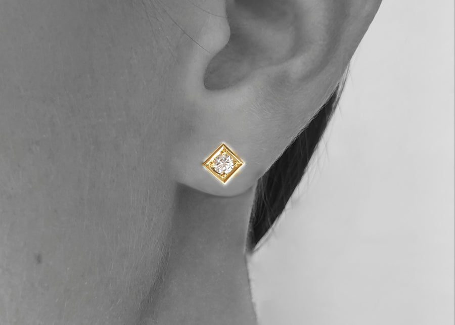 Ohrstecker "Carré" mit Brillant, 750-Gold