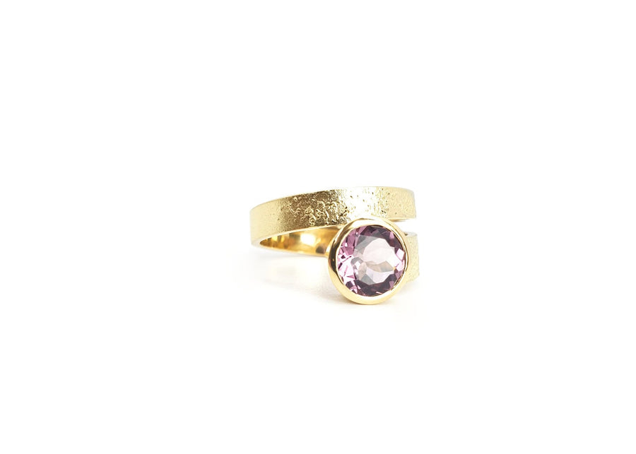 echt-es® Unikat: Sternenstaub-Ring spiralförmig mit Turmalin Rosé