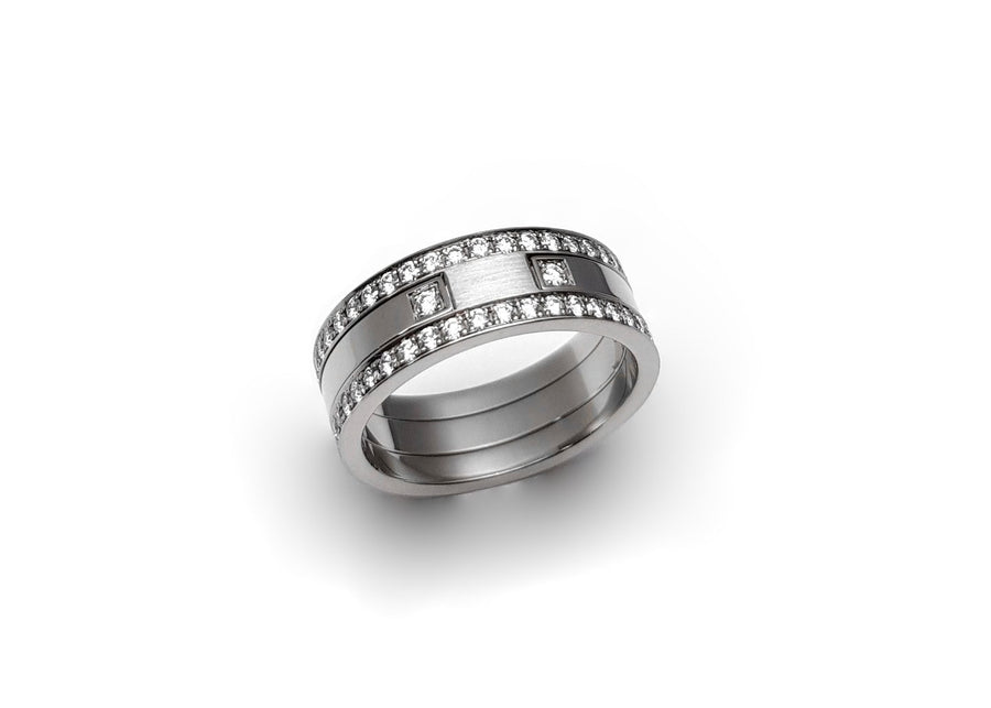 UNIT Ring, 6,5 mm, Brillanten zweireihig