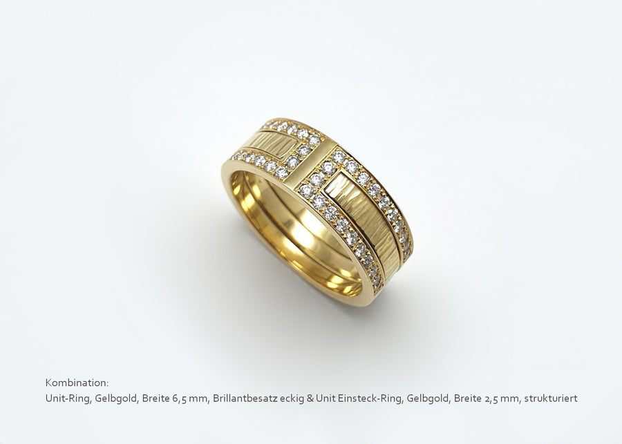 UNIT Ring, 6,5 mm, Brillanten (eckiger Besatz)